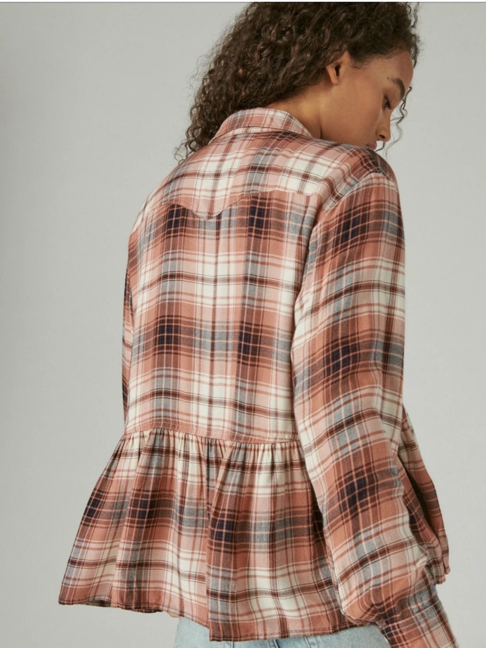 Lucky brand women’s Plaid Western Babydoll Shirt size XL NWT AA-18 - Picture 5 of 6